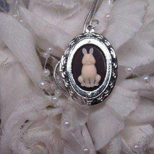 Silver Bunny locket Urn Petite Locket Necklace NEW